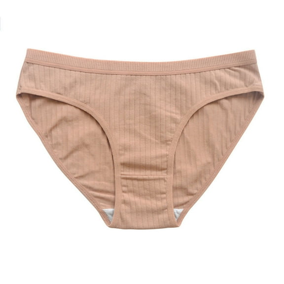 LYEAA Cotton Underwear for Women Bikini Low Rise Cool Briefs Breathable Comfort Solid Daily Panties Fashionable Underpants Brown XL