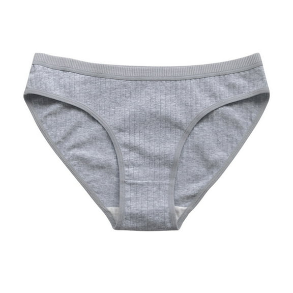 LYEAA Cotton Underwear for Women Bikini Low Rise Cool Briefs Breathable Comfort Solid Daily Panties Fashionable Underpants Gray M