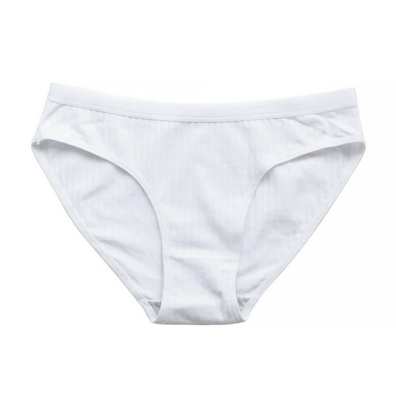 LYEAA Cotton Underwear for Women Bikini Low Rise Cool Briefs Breathable Comfort Solid Daily Panties Fashionable Underpants White XL