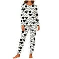 thumbnail image 1 of LYEAA Couples Matching Pajamas Sets Adults Crewneck Heart Print Long Sleeve Top and Pant Holiday Pajama Sets with Pocket, 1 of 8