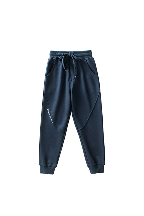 Drawstring Pants for Boys Full Length Loose Side Pockets Lounge Trousers Casual Knit Pants