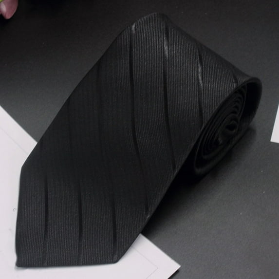 LYEAA Dress Ties for Men Long Classic Solid Self Tie Neckties Business Formal Neck Tie Party Wedding Prom Club Suit Neckwear Black