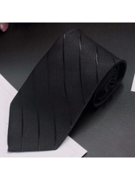 Dress Ties for Men Long Classic Solid Self Tie Neckties Business Formal Neck Tie Party Wedding Prom Club Suit Neckwear Black