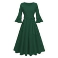 thumbnail image 1 of LYEAA Dresses for Women Homecoming Medium Length Half Sleeve Dress Flowy Elegant Dress A-line Solid Color Belted Dress 1950s Vintage Holiday Party Dress Modest Ball Gown Wedding Guest Dress Green XL, 1 of 8