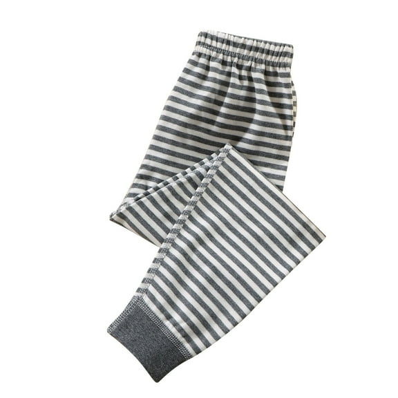 LYEAA Elastic Waist Leggings Thermal Striped Cuffed Ankle Solid Color Childrens Long Leggings