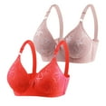 thumbnail image 1 of LYEAA Everyday Bras 2 Pack No Wire Wirefree Bras Push up Breathable Wireless Solid Color Daily Sleep Bras Comfortable Shaping Soft Stretch T-Shirt Bras for Women Red M, 1 of 3
