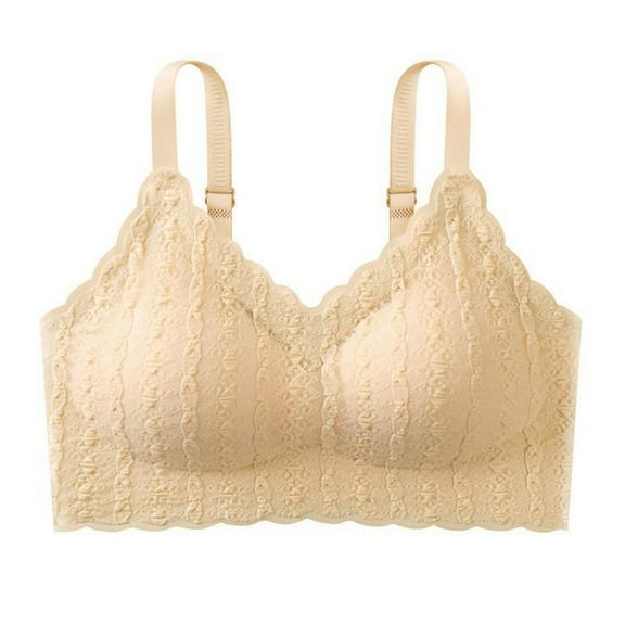 LYEAA Everyday Bras for Women Lace Push up Padded Wireless Daily Bras Wirefree Adjustable Strap Lift Soft Bralette No Wire Breathable Comfort Sleeping Bras Brown XL