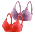 thumbnail image 1 of LYEAA Everyday Bras for Women Pack of 2 No Wire Wirefree Bras Push up Breathable Wireless Solid Color Daily Sleep Bras Comfort Shaping Soft Stretch T-Shirt Bras Red S, 1 of 3