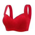 thumbnail image 1 of LYEAA Everyday Bras for Women Soft Cup Lace Push up Lightly Lined Wireless Daily Bras Wirefree Wide Strap Lift Bralette No Wire Breathable Comfort Sleeping Bras Red 2XL, 1 of 1
