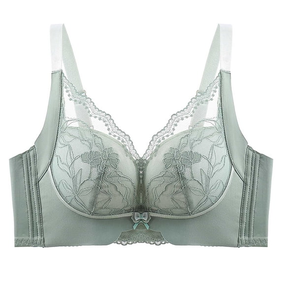 LYEAA Everyday Bras for Women Soft Cup No Wire Lace Push up Bras Wireless Support Solid Lift Sleep Bras Comfortable Wirefree Breathable Shaping Daily Bralette Green S