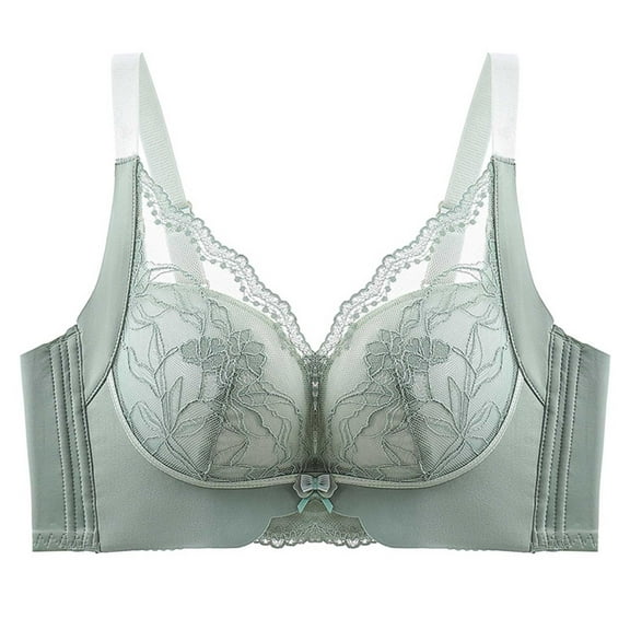 LYEAA Everyday Bras for Women Soft Cup No Wire Lace Push up Bras Wireless Support Solid Lift Sleep Bras Comfortable Wirefree Breathable Shaping Daily Bralette Green S