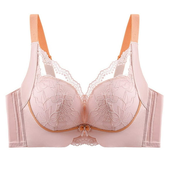 LYEAA Everyday Bras for Women Soft Cup No Wire Lace Push up Bras Wireless Support Solid Lift Sleep Bras Comfortable Wirefree Breathable Shaping Daily Bralette Pink S