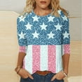 thumbnail image 1 of LYEAA Export Quality 2025 Festival Wear Ladies 3D Firework Print T-Shirt 3/4 Sleeve Round Neck Loose Fit Casual Summer Independence Day Top Red XXXXXL, 1 of 5