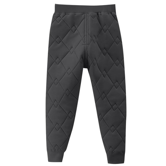 LYEAA Fleece Lined Leggings Kids Thick Thermal Silk Quilted Warm Elastic Waist Solid Color Pants 2-15T