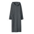 thumbnail image 1 of LYEAA Fleece Robes for Women with Hood Pullover Bathrobes Pocketed Solid Soft Long Sleeves Hooded Warm Housecoat Gray 2XL, 1 of 6