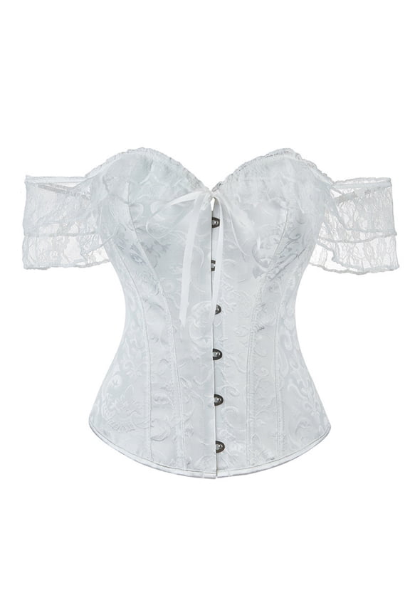 Floral Corsets for Women Off Shoulder Lace up Overbust Boned Bustier Push up Bodice Going out Renaissance Evening Wear