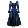 thumbnail image 1 of LYEAA Formal Long Sleeve Dresses for Women Knee Length Dress Flowy Elegant Dress Solid Color Evening Gown Cocktail Dress Zipper Vintage Fashion Dress Dress Blue M, 1 of 8