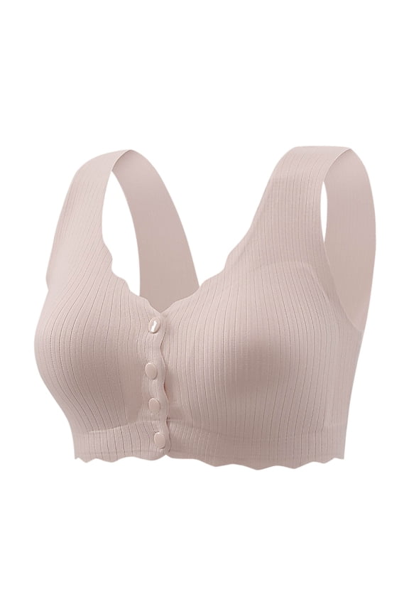 Front Closure Bras Wireless Plus Size Push Up Bras Wide Strap Bras No Wire Seamless Lift Shape Bralette Soild Large Bust Breathable Soft Bras Everyday Bras T-Shirt Bras for Women