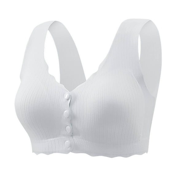 LYEAA Front Closure Bras Wireless Plus Size Push Up Bras Wide Strap Bras No Wire Seamless Lift Shape Bralette Soild Large Bust Breathable Soft Bras Everyday Bras T-Shirt Bras for Women