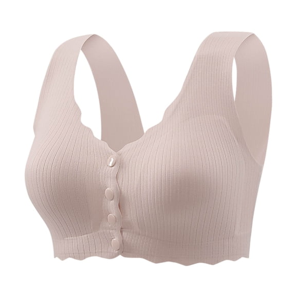 LYEAA Front Closure Bras Wireless Plus Size Push Up Bras Wide Strap Bras No Wire Seamless Lift Shape Bralette Soild Large Bust Breathable Soft Bras Everyday Bras T-Shirt Bras for Women