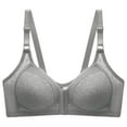thumbnail image 1 of LYEAA Front Closure Bras for Women Plus Size Soft No Wire Push up Everyday Bras Wireless Support Solid Lightly Lined Lift Sleep Bras Comfortable Wirefree Breathable Shaping Daily Bralette Gray XL, 1 of 7