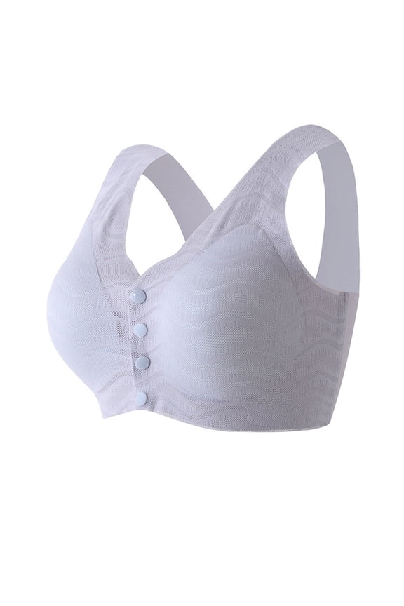 Front Open Bras for Elderly Plus Size Wireless Push Up Bras Wide Strap Bras Stretch No Wire Seamless Lift Shape Bralette Soild Lace Breathable Soft Bras Everyday Bras T-Shirt Bras