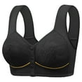 thumbnail image 1 of LYEAA Front Open Bras Plus Size Wireless Push Up Bras Wide Strap Bras No Wire Lift Shape Bralette Soild Breathable Soft Bras Comfortable Everyday Bras T-Shirt Bras for Women Black, 1 of 2