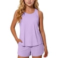 thumbnail image 1 of LYEAA Girl Swimming Suits Two Piece Ruched Swimsuits Tank Tops and Boyshorts Bottom Summer Modest Swimwear, 1 of 7