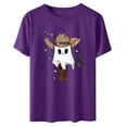 thumbnail image 1 of LYEAA Halloween Plus Size T Shirts Short Sleeve Crew Neck Regular Straight Cuff Casual Wear Ghost Holiday Clothes Purple 3XL, 1 of 1