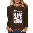thumbnail image 1 of LYEAA Halloween Shirts for Women Long Sleeve Plus Size Crew Neck Regular Straight Cuff Casual Wear Ghost Holiday Clothes Coffee XL, 1 of 4