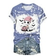 thumbnail image 1 of LYEAA Halloween T Shirts for Women Graphic Short Sleeve Crew Neck Regular Straight Cuff Casual Wear Ghost Holiday Clothes Blue 2XL, 1 of 5