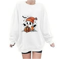 thumbnail image 1 of LYEAA Halloween Womens Crewneck Sweatshirt Long Sleeve Regular Ribbed Cuff Casual Wear Ghost Holiday Clothes White XS, 1 of 5
