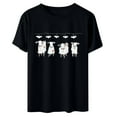 thumbnail image 1 of LYEAA Halloween Womens Short Sleeve Tops Plus Size Crew Neck Regular Straight Cuff Casual Wear Ghost Holiday Clothes Black L, 1 of 3