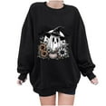 thumbnail image 1 of LYEAA Halloween Womens Sweatshirt Long Sleeve Crew Neck Regular Ribbed Cuff Casual Wear Ghost Holiday Clothes Black S, 1 of 5