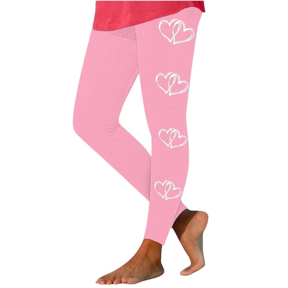 LYEAA Holiday Leggings Women Valentine's Day Elastic Waist Butt Liftings Tights Stretchy Heart Printed Yoga Pants