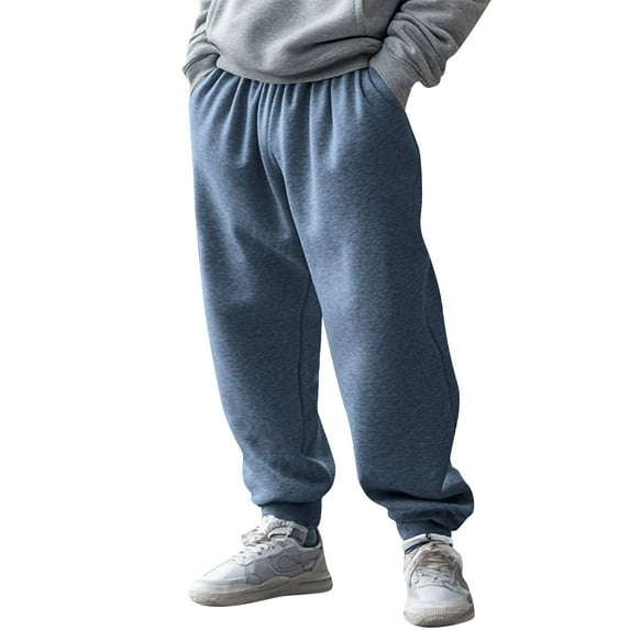 LYEAA Joggers for Men Fleece Sweatpants with Pockets Solid Color Athletic Baggy Pants Fashion Casual Trousers S-2XL
