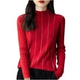 thumbnail image 1 of LYEAA Knitted Sweater Women Pullover Long Sleeve Round Neck Lightweight Solid Color Sweater Top, 1 of 1
