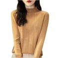thumbnail image 1 of LYEAA Knitted Sweater Women Pullover Long Sleeve Round Neck Lightweight Solid Color Sweater Top, 1 of 1