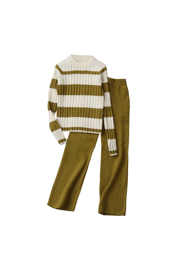 Knitted Sweaters for Girls Crewneck Pullover Long Sleeved Fall Winter Sweater Two Piece Set