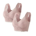 thumbnail image 1 of LYEAA Lace Bras for Women Plus Size 2 Pack No Wire Wirefree Everyday Bras Push up Breathable Wireless Pullover Sleep Bras Comfort Lifting Support Shaping Full Figure Soft Stretch T-Shirt Bras Pink M, 1 of 2