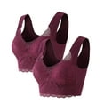 thumbnail image 1 of LYEAA Lace Bras for Women Plus Size 2 Pack No Wire Wirefree Everyday Bras Push up Breathable Wireless Pullover Sleep Bras Comfort Lifting Support Shaping Full Figure Soft T-Shirt Bras Purple L, 1 of 2