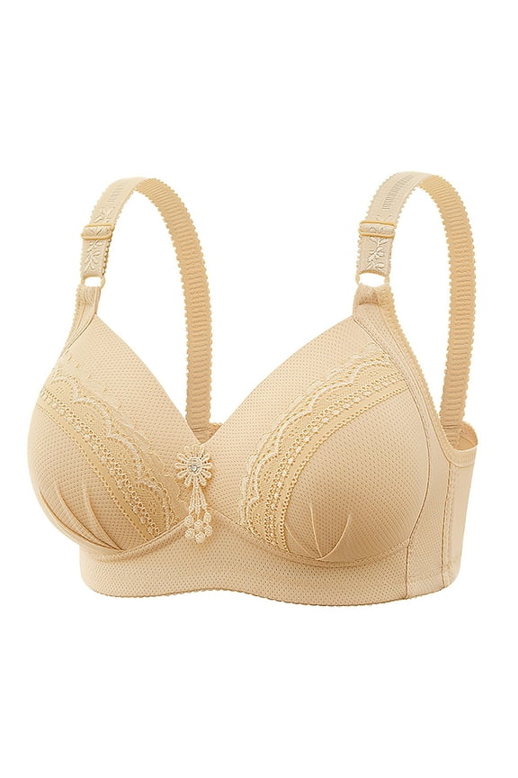 Lace Bras for Women Push up Lightly Lined Wireless Daily Bras Wirefree Adjustable Strap Lift Soft Bralette No Wire Breathable Comfort Sleeping Bras Beige L