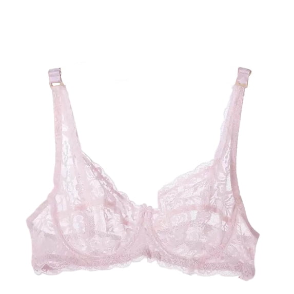 LYEAA Lace Bras for Women Underwire Push Up Bras Supportive Lightweight Breathable Soft Comfortable Everyday Bra Pink 34