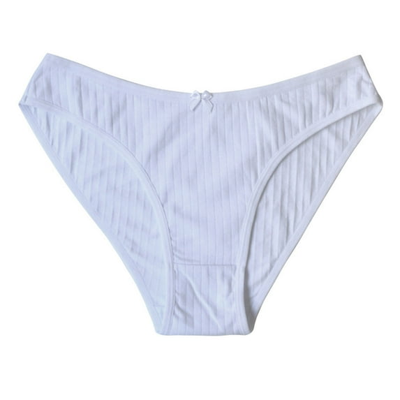 LYEAA Ladies Underwear Bikini Cotton Low Rise Cool Briefs Breathable Comfort Solid Daily Panties Fashionable Women's Underpants White M