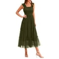 thumbnail image 1 of LYEAA Long Dresses for Women Formal Sleeveless Plus Size Elegant Loose Tiered Cocktail Dresses Solid Fashion Prom Birthday Flowy Ball Gown Party Dresses Green L, 1 of 7