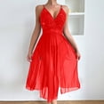 thumbnail image 1 of LYEAA Long Nightgowns for Women Sleeveless Mesh Sheer Cozy Summer Sling Night Gowns Chemise Solid V Neck Loose Casual Soft Pajamas Sleepwear Loungewear Fashion Elegant Women's Nightdress Red L, 1 of 8