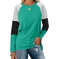 thumbnail image 1 of LYEAA Long Sleeve Womens Tops Plus Size Warm Crew Neck Shirts Stylish Color Block Winter Pullover Comfortable Dressy Casual Outfits Loose Lightweight Clothes Green M, 1 of 9