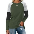 thumbnail image 1 of LYEAA Long Sleeve Womens Tops Plus Size Warm Crew Neck Shirts Stylish Color Block Winter Pullover Comfortable Dressy Casual Outfits Loose Lightweight Clothes Green L, 1 of 9