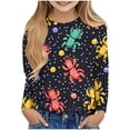 thumbnail image 1 of LYEAA Mardi Gras Shirts for Kids Crewneck Long Sleeve Pullover Tees Carnival Graphic Print Blouses Lightweight Party Tops, 1 of 5