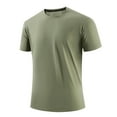 thumbnail image 1 of LYEAA Men Shirts Casual Pullover Short Sleeves Crew Neck Ice Silk Athletic Workout Loose Seamless Summer T-shirts Solid Lightweight Cool Dry Training Soft Comfortable Breathable Men's Tops Green L, 1 of 7